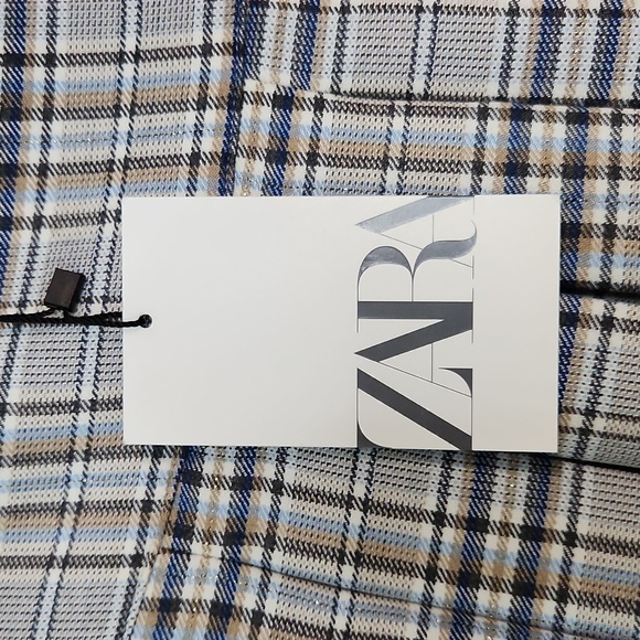 🔥FINAL💲⬇️Zara Girls Blue/Cream Pleated Plaid Knit Skirt, Size 6 ~ NWT - Picture 6 of 8